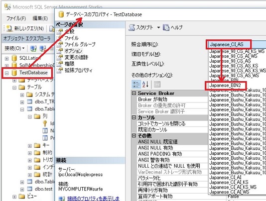 Sql Server 列の照合順序