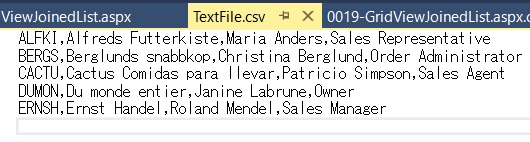 CSV ファイル内容
