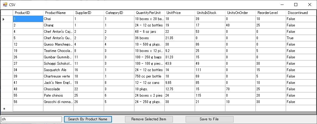 CSV ファイルを DataGridView に表示 CSV ファイルを DataGridView に表示