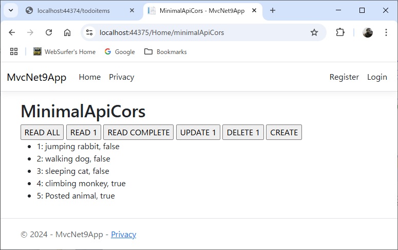 Minimal API からデータ取得