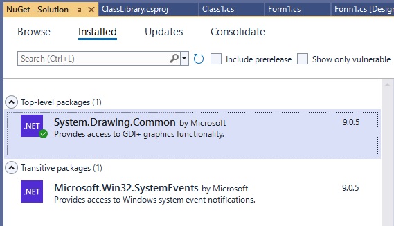 NuGet パッケージ System.Drawing.Common
